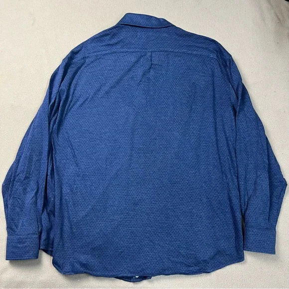 Peter Millar Shirt Mens XXL Blue Diamond Neat Button Down Long Sleeve Cotton - Picture 7 of 8